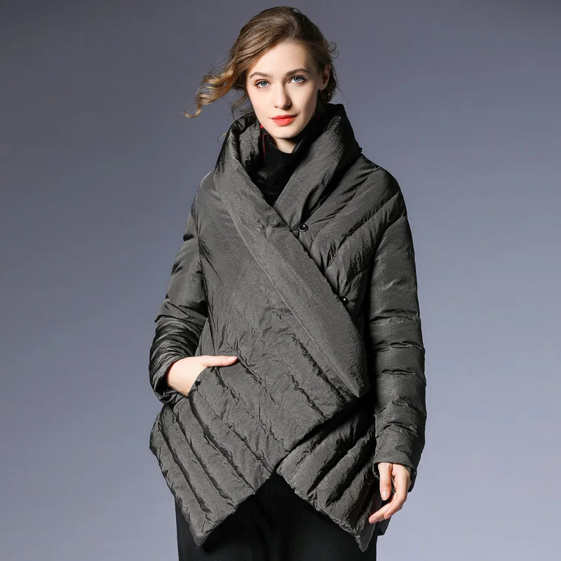 eam Plissé Côté Manteau Le156 rembourré Unique Black Manches Longues Spliced À Femme Gris Printemps gray Col 2019 Stand Poitrine Noir Coton Fvqx16nFS