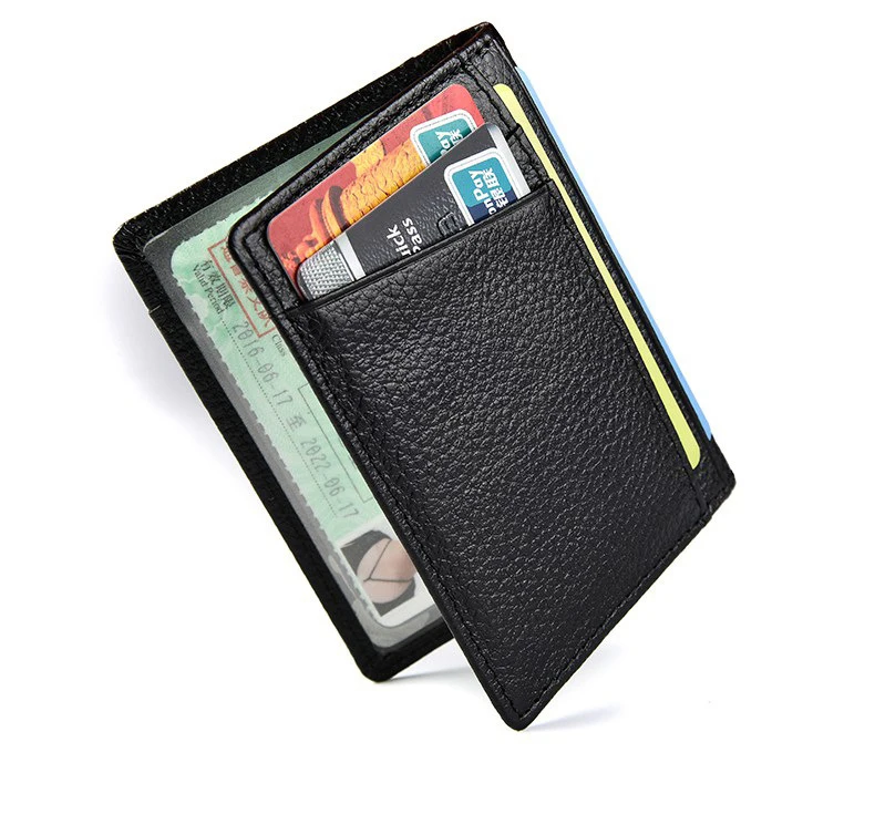 

Genuine Leather Business Card Holder Wallet Bank Credit Card Case ID Holders Rfid Wallet Driver's license Certificate Bag Black