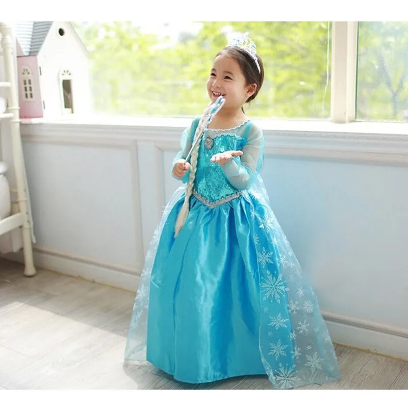 2019 Elza Cosplay Snow Queen Dresses Frozen Princess Anna Elsa Dress for Girls Costumes Kids Girls Clothing Party Set