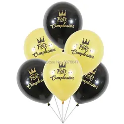 6 шт./лот/, воздушные шары с днем рождения, испанские черные розовые золотые украшения на день рождения, Испания 20 30 40 50 60 70 воздушные шары на