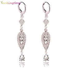 Yunkingdom 2 couleurs Vintage boucles d'oreilles pour femmes Zircon cristal longue boucle d'oreille filles mode bijoux cadeaux
