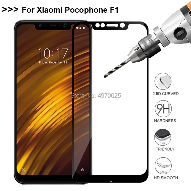 

9H Full Cover Tempered Glass For Xiaomi Pocophone F1 Screen Protector For Xiaomi Pocophone F1 Protective Glass Film