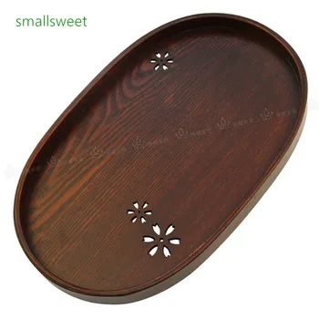 

Japanese Sakura Wood Tea Plates Oval Dinner Plate Fruit Dishes Dim Sum Food Dinner Launch Candy Coffee Tray Tea Serving Trays