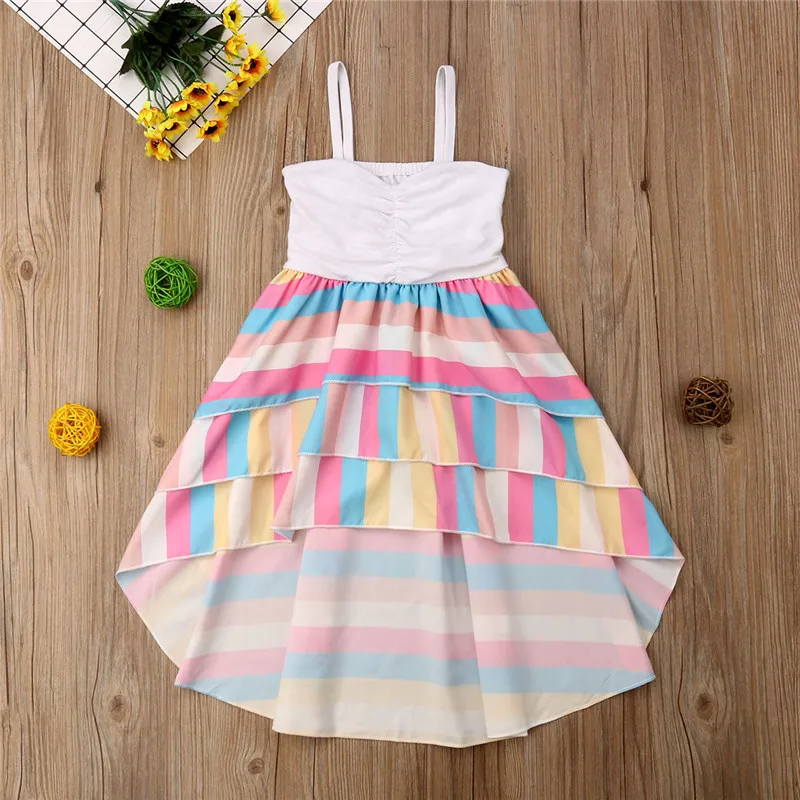 Bohemian Boho Dress For Kid Girl Summer Beach Dress Strap Ruffles Long ...