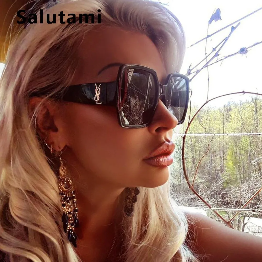

Letter Print Frame Sqaure Sunglasses For Women Luxury Brand Sun Glasses Female Vintage Retro Black White Shades Men Ins Style