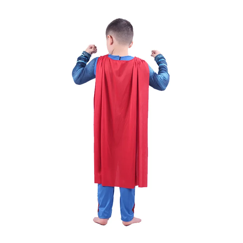 Детские костюмы Супермена для мальчиков на Хэллоуин; одежда супергероя в стиле аниме; детский плащ-комбинезон Супермена; боди; костюм для костюмированной вечеринки