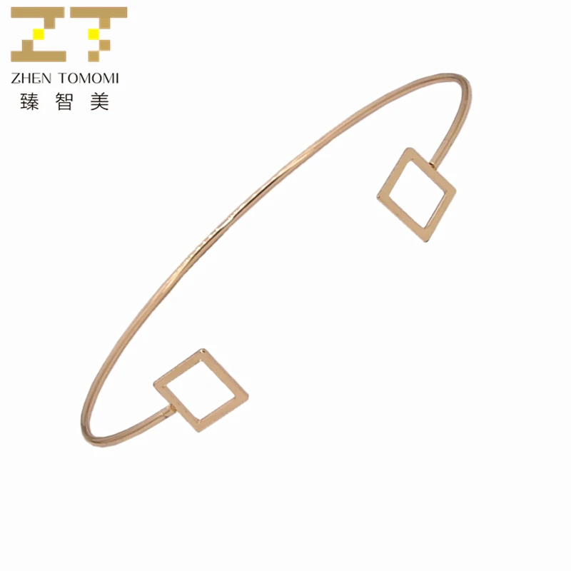 

2019 Hot Fashion Simple Hollow Metal Triangle Square Open Adjustable Big/small Charm Cuff Bracelets Bangles For Women Jewelry