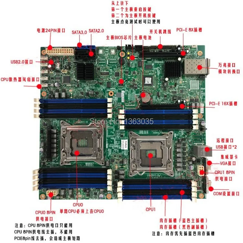 

C602 Server motherboard for Foxconn LGA 2011 X79 support E5-26 series CPU used in good condition tested working