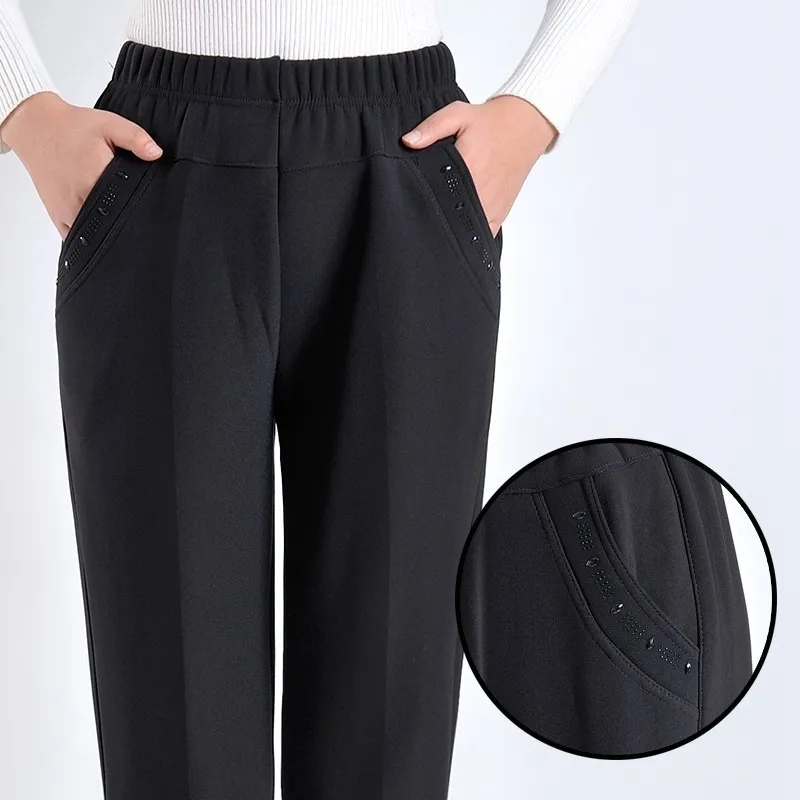 

Middle Aged Women Pants 2019 Spring Summer Female Casual Elastic Mid Waist Trousers Loose Straight Pants Plus Size XL-8XL