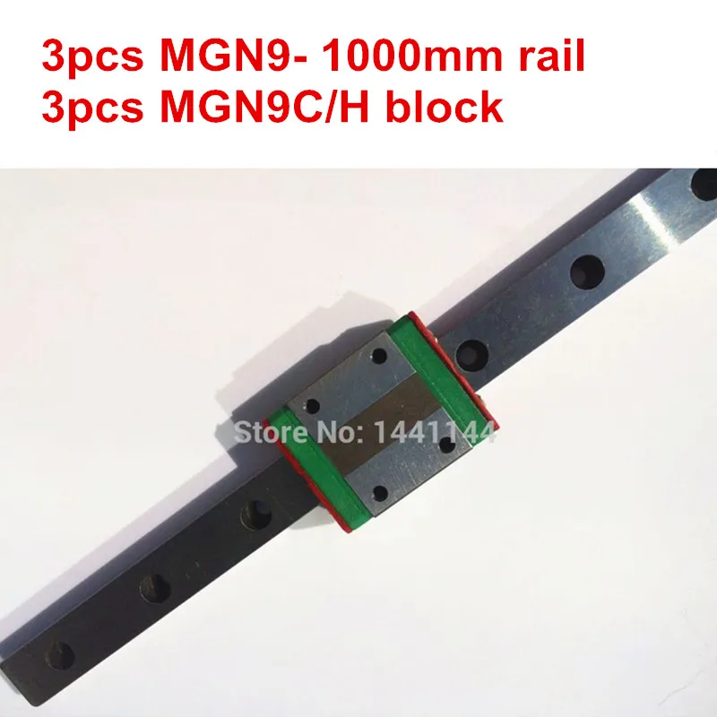 MGN9 Miniature linear rail:3pcs MGN9 - 1000mm rail+3pcs MGN9C/MGN9H carriage for X Y Z axies 3d printer parts 3d printer linear rail mgn12 100 200 300 350 400 450 500 550mm miniature linear rail slide mgn12 linear guide mgn12h carriage