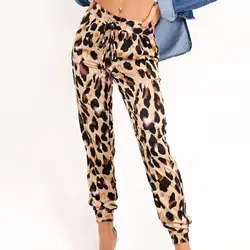 Модные женские леопардовые эластичные Спагетти ремень высокая Талия Длинные брюки для девочек фонари дамы тонкий Run тренажерный зал