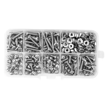 

260Pcs/set #6-32 Stainless Steel Screws Cross Pan Head screw Assortment Kit tornillos para madera High Quality