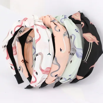 

Crossed Turban Flamingo Elastic Hair Band Chiffon Hairband Bow Knotted Headwear