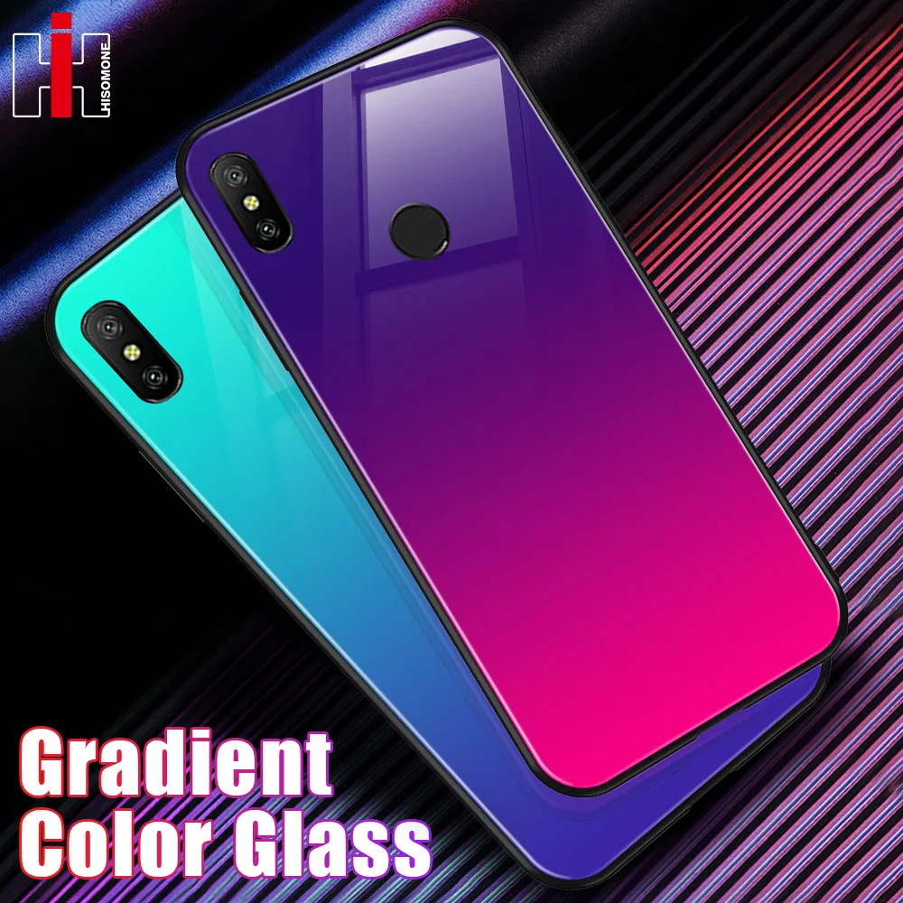 Жесткий чехол из градиентного стекла для Xiaomi Redmi Note 6 5 Pro задняя крышка телефона Mi