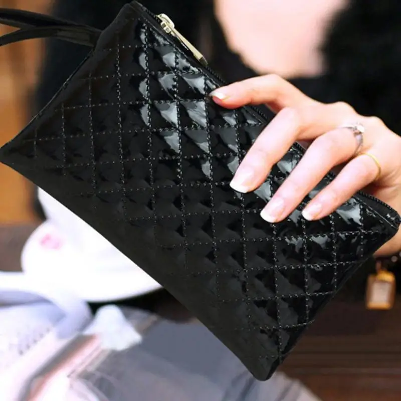 

Mini PU Leather Women Handbag Fashion Design ladies Small Plaid clutches small phone bags for women wristlets coin purse Wallets