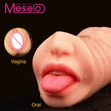 Meselo Oral Clitoris Masturbator, Deep Throat with Tongue Teeth Artificial Vagina Male Masturbators Pussy Sex Toy For Male