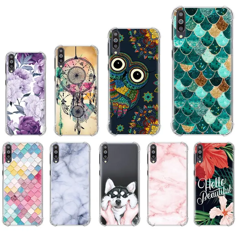 

Anti-knock Phone Case For SAMSUNG GALAXY A70 6.7 inch Stylish Design With Airbag Back Cover Colorful Painted Back Phone Case