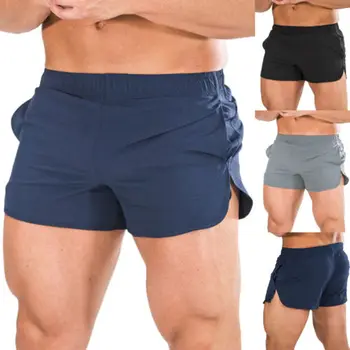 

The Latest Men Quick Dry Sports Shorts Solid Color Male Casual Gym Shorts Summer Fitness Trousers Bottom Men Hot Sale Bottom