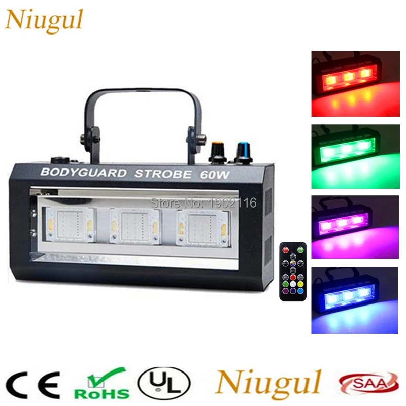 

Wireless Remote Control 60W LED Strobe Light RGB Disco DJ Nightclub Show LED Stage Flash Effect Lighting Mini Stroboscope Light
