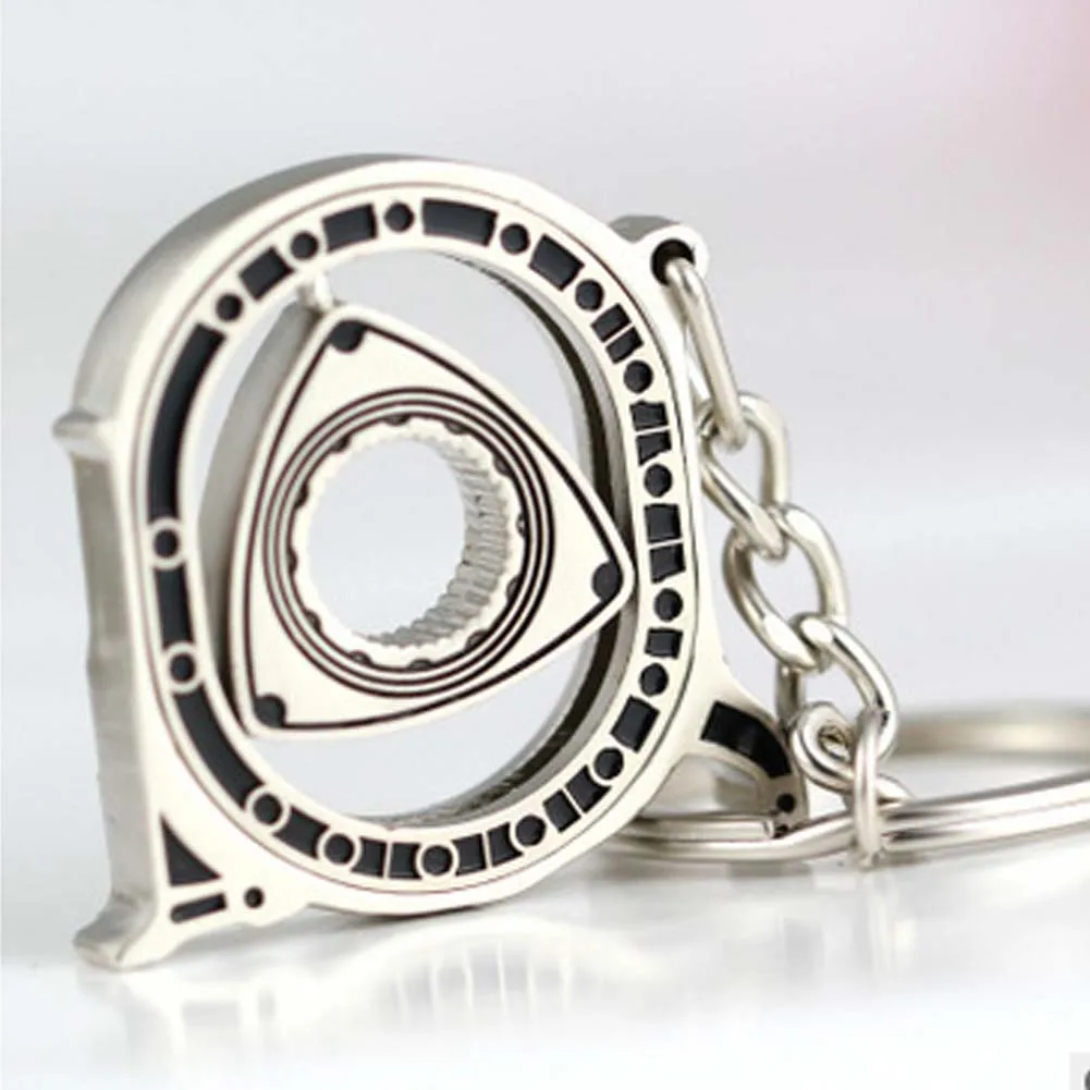 

New Spinning Rotor Keychain Creative Car Fans Favorite Auto Parts Model Engine Rotary Keyring Key Ring Chain Keychain
