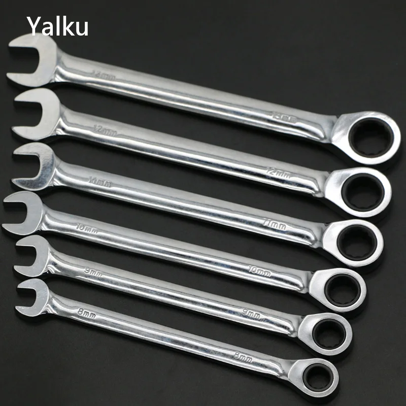 

Yalku 6pcs Wrench Set Professional Flexible Head Ratchet Combination Spanner Wrench Set Hand Tool Kit Spanner Wrench 8-13mm