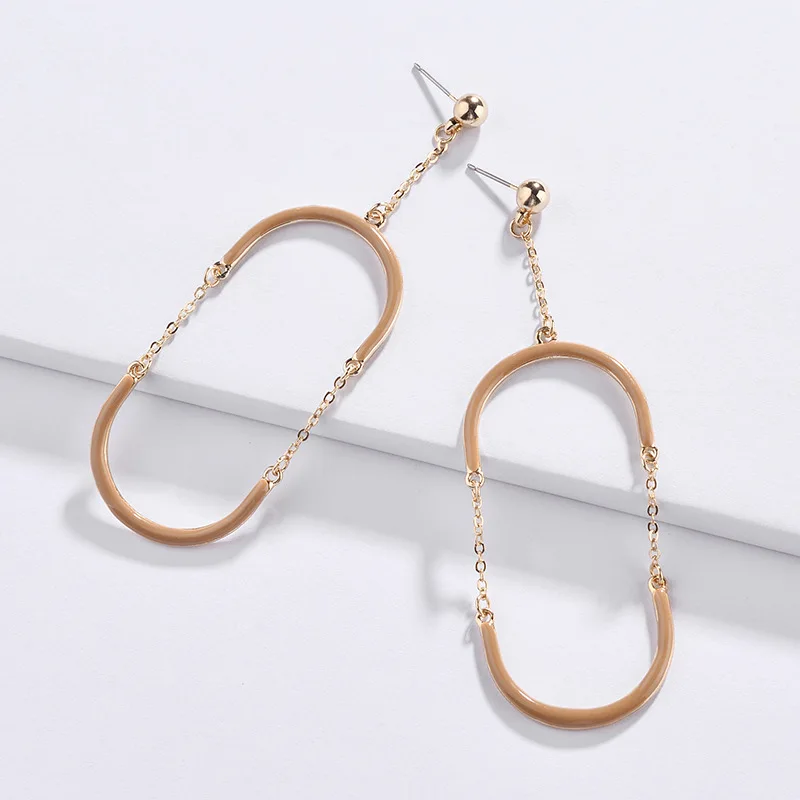 

3 Colors Painting Alloy Hexagon Link Frame Earrings Fashion Dangle Earrings for Women Party 2019