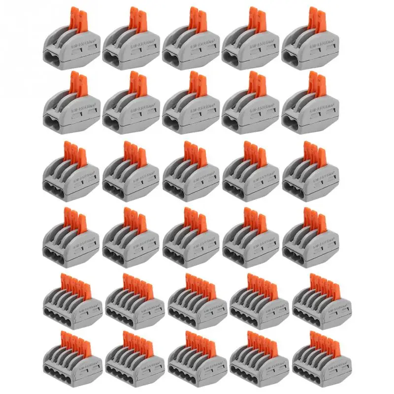 

10Pcs Terminal Block Spring Lever Push Fit Reusable Cable Cage Clamp Wire Connectors Bloque de terminales Eindblok