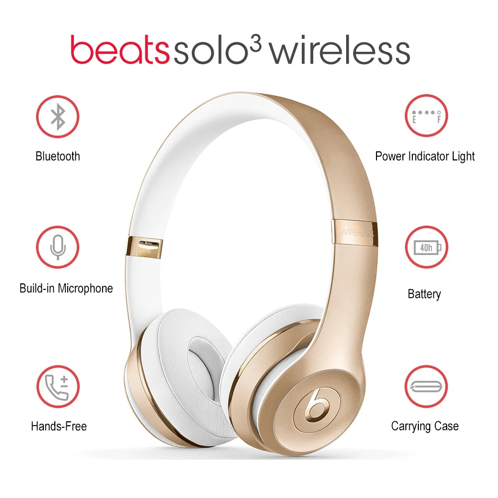 Beats Solo 3 оригинальные наушники на ухо, беспроводные Bluetooth наушники, музыка, быстрая зарядка, анти шум для iPhone