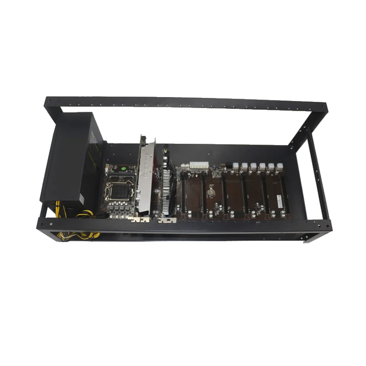 2 X Stackable 8 GPU Mining Rig Case 5 Fans Open Air Frame ETH/ZEC/Bitcoin Mining Computer Case Fram e+ stacking accessories