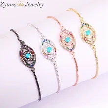 10 шт. ZYZ333-5117 CZ браслет со стразами-подвесками синий эмаль глаз бусины браслет для женщин ювелирные изделия из Турции