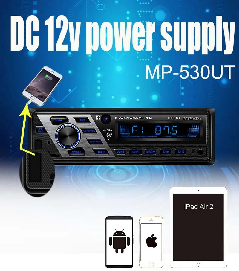 1 Din Car Stereo Remote Control Bluetooth FM HI FI 12V Car Radio Car