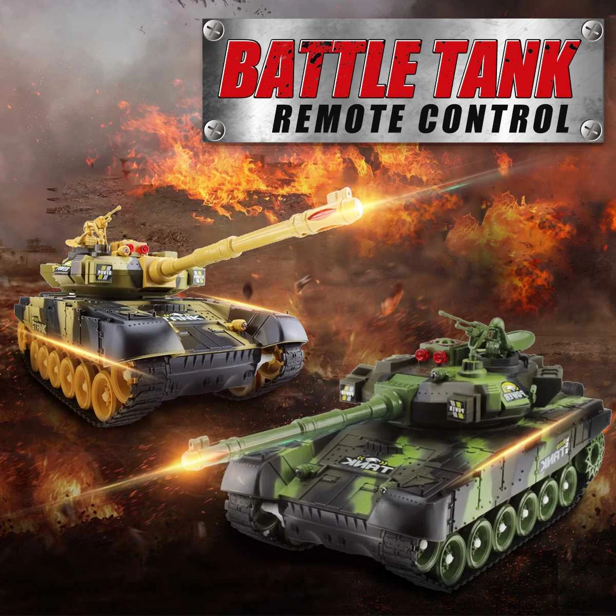 RC Tank Battle CrawlerTank 44x16x15cm Big Size Car Model Remote Control Tank Remote Control Tank RC Toys Gifts for Kids Children