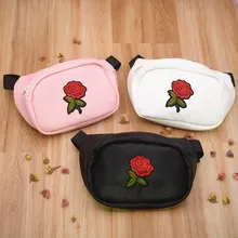 Модная женская сумка на пояс из мягкой искусственной кожи, поясная сумка с вышивкой розы, сумка на пояс, дизайнерские черные поясные сумки для женщин