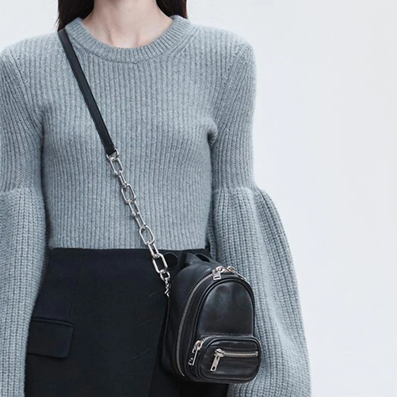 

[Super Seabob] 2019 Spring Summer Woman New Stylish Black Color Single Strap Zipper High Capacity Messenger Bag All Match LI830