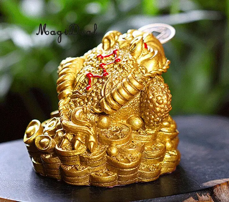 

MagiDeal Feng Shui Money Lucky Fortune Oriental Chinese Wealth Frog Toad Coin Model for Home Room Office Desk Store Decor Toy