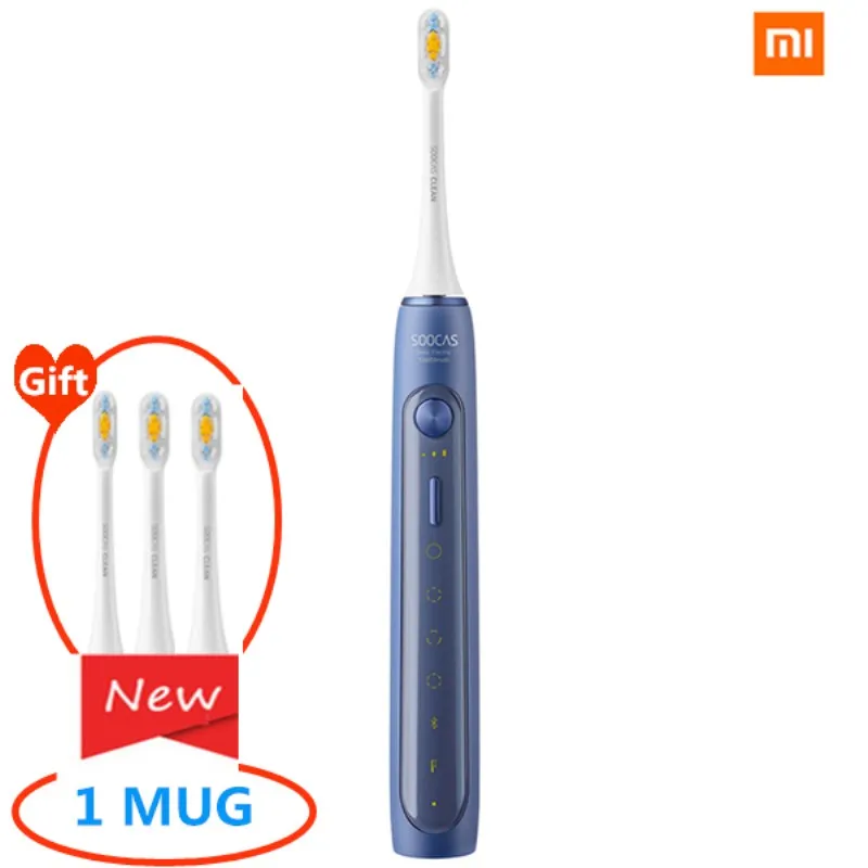 

Xiaomi SOOCAS X5 USB Whitening Wireless Charging Electric Toothbrush Sonic Toothbrush 4 Clean Mode with 3 Brush Head and 1 Mug