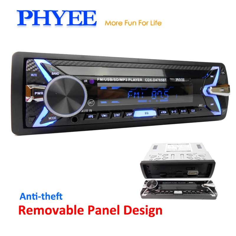 Baleinwalvis diamant het kan Removable Car Radio 1 Din Autoradio Bluetooth Usb Sd A2dp Mp3 Stereo Audio  Systems Head Unit 7 Colors Lighting Phyee 4785bt - Car Radios - AliExpress