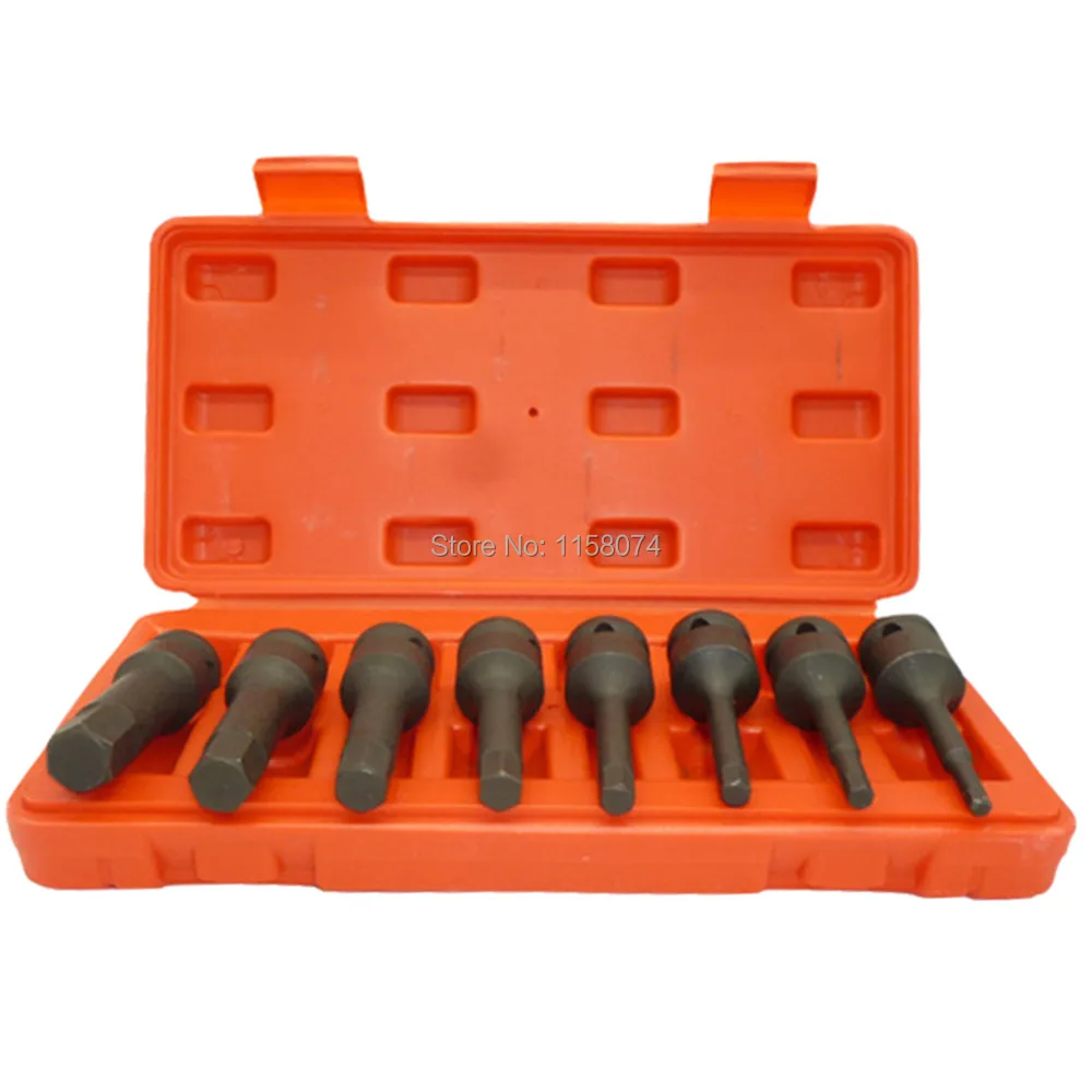 

8pc 1/2" Dr Impact Spline Bit Sockets H5 H6 H7 H8 H10 H12 H14 H16 (5mm-16mm) for 1/2" Drive Ratchet Impact Gun Breaker Power Bar