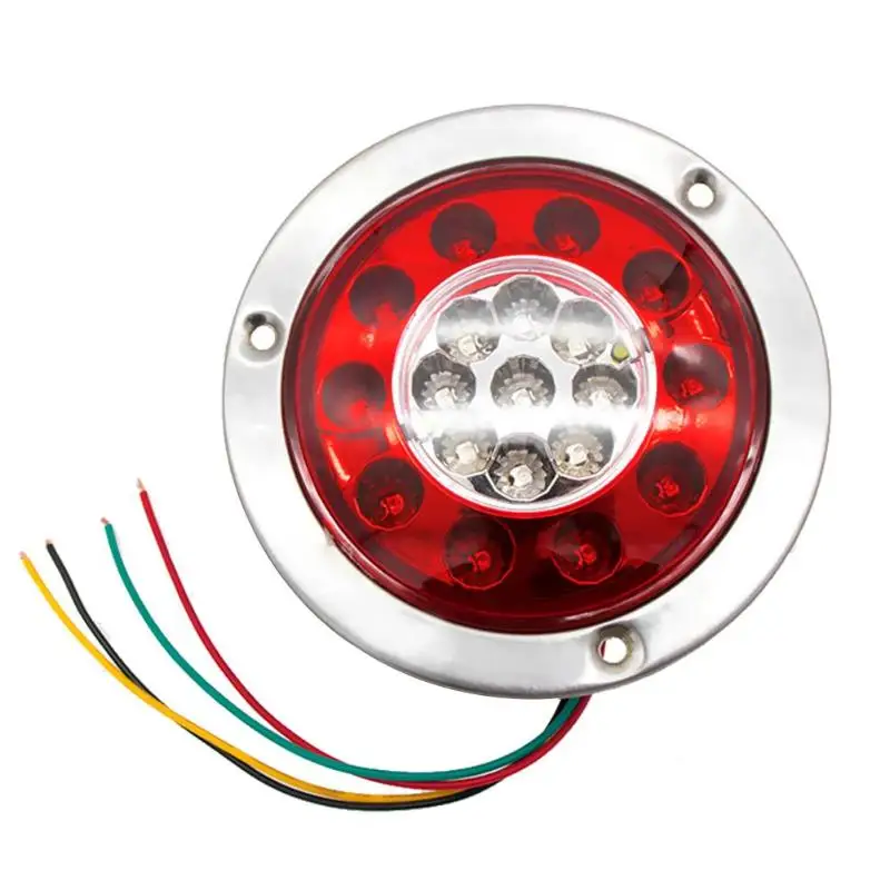 

Double Colors Round 19 LED Truck Trailer Lorry Brake Stop Turn Tail Light Chrome Ring HL-G-103 Signal Lamp