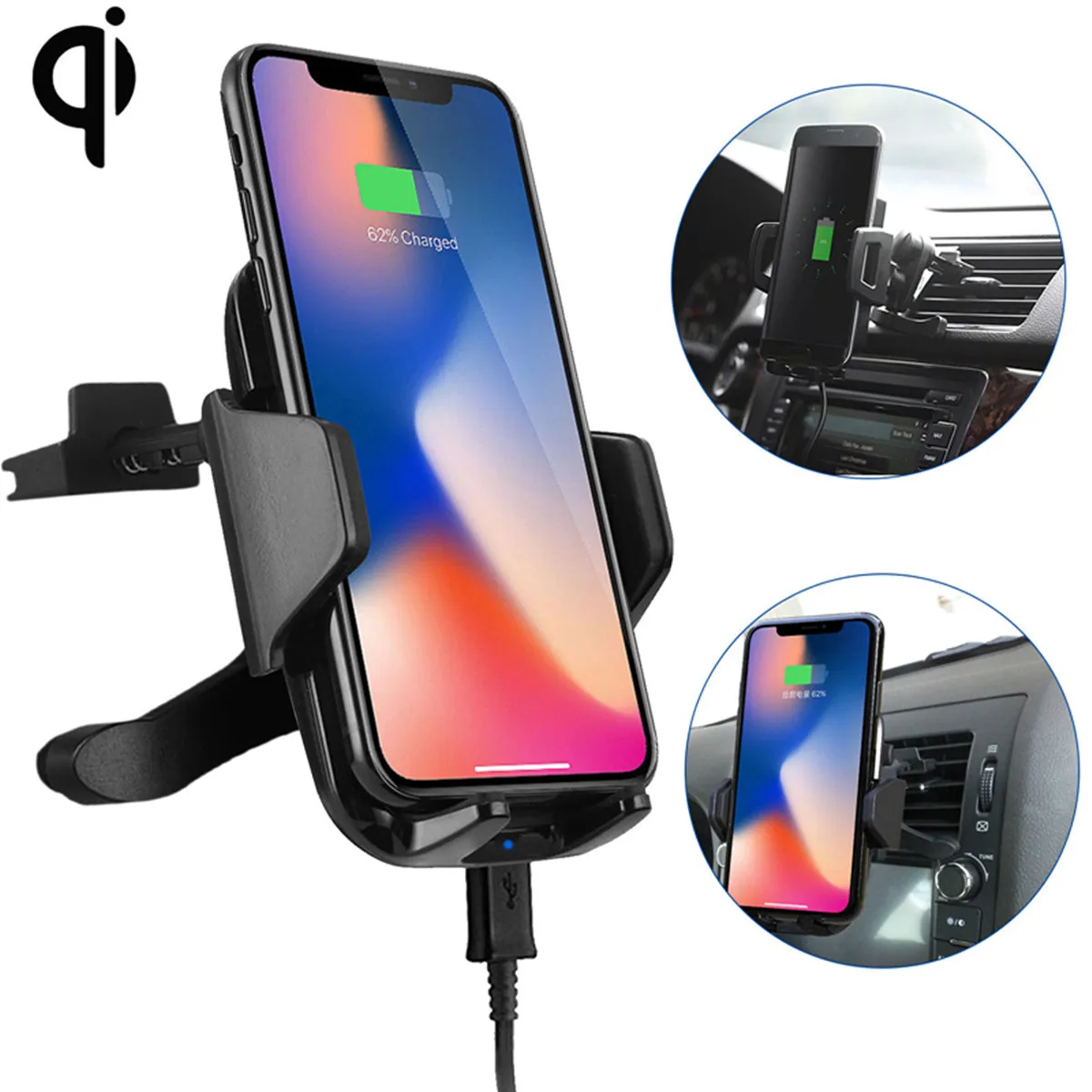 Fast Charging Qi Wireless Car Charger Bracket Car Air Vent Stand Mount Holder For Samsung Note8 S8 for iPhone XR XS MAS X 8 Plus