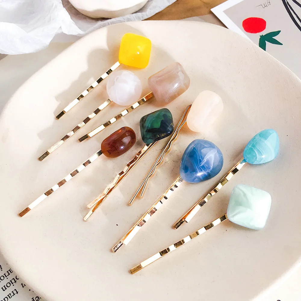 

1PC Retro Alloy Women Hair Clips Geometric Acrylic Barrettes Hair Combs Acetic Acid Hairpins Hair Styling Tools Accessories