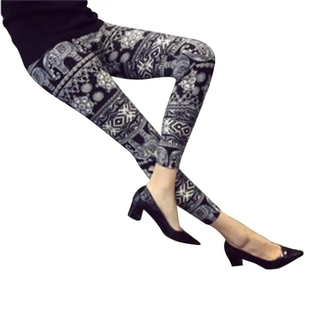 Новые модные женские принты тонкие повседневные эластичные брюки до щиколотки