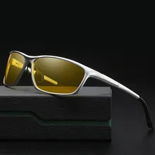 AORON, очки ночного видения, мужские, алюминиево-магниевая оправа, поляризованные очки ночного видения для вождения автомобиля, антибликовые очки 2179