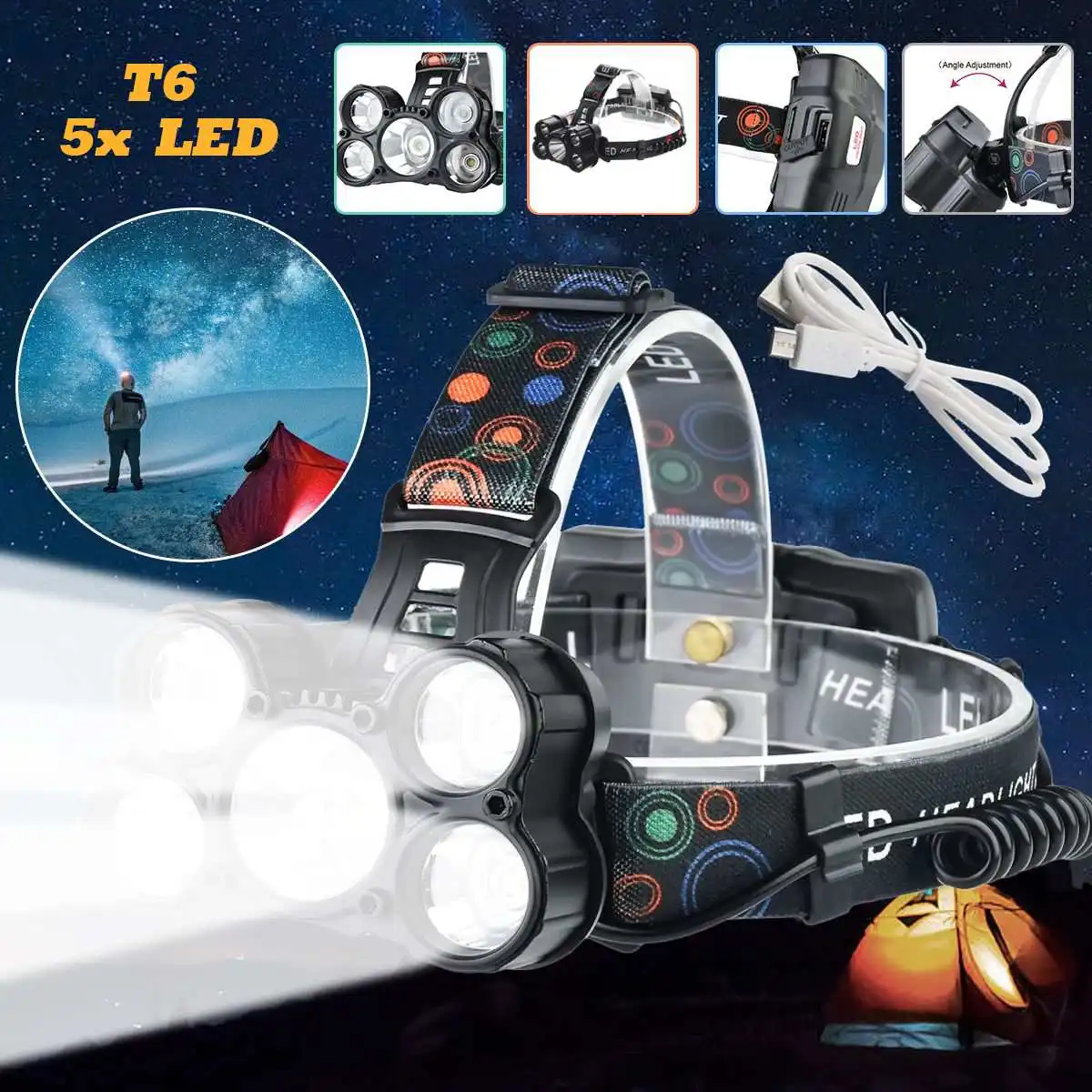 

Mising Headlamp aluminum alloy head light adjustable elastic headband headlight for hunting cycling mountaineering camping
