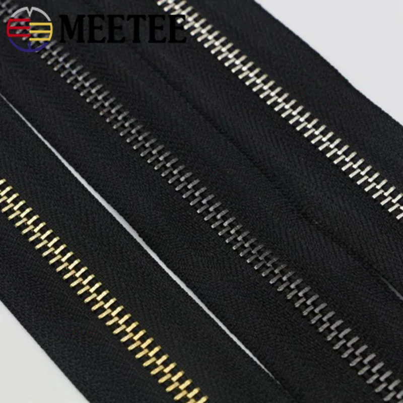 Meetee 5# Spring Lock Zipper Sliders for Metal Zippers Wallet Purse Zipper Head Zip Repair Kits DIY Sewing Accessories