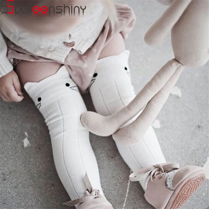 

BalleenShiny Cute Baby Cat Cartton Cotton Sock Infant Solid Color Anti Slip Mid Socks Boys&Girls Floor Socks For Spring&Autumn