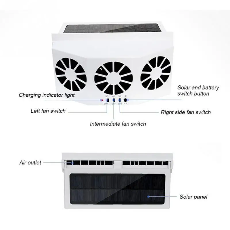 3 охладитель Автомобильный Вентилятор солнечной энергии охлаждающий вентиляционный выхлоп портативный безопасный авто