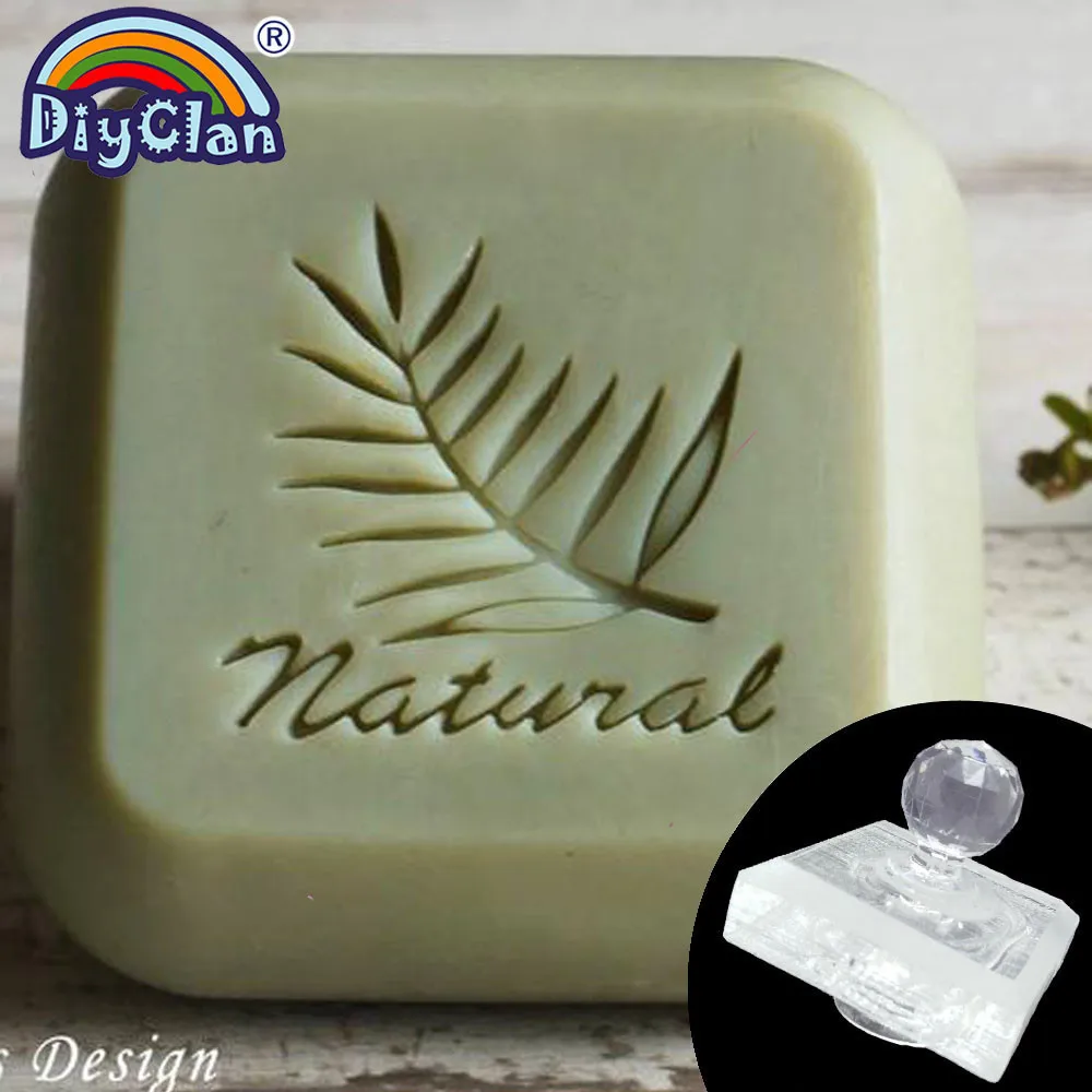 

Cute Coconut Leaf Soap Stamp Vanilla Clear Diy Natural Organic Stamps Glass Soap Seal With Handle Soap Making Tools Custom