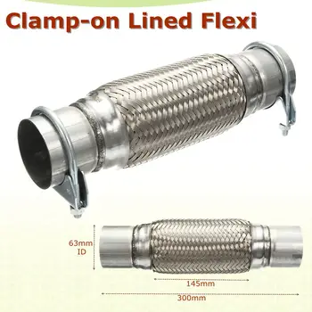 

2.5" x 12" 63x 300mm Stainless Steel Flex Exhaust Clamp-on Flexi Tube Joint Flexible Pipe