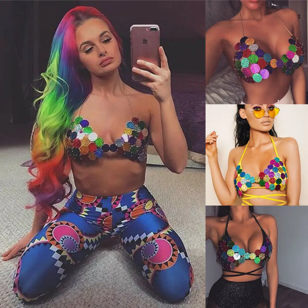 

Women Sequin Tops Bustier Bra Vest Crop Top Bralette Sleeveless Blouse Tank